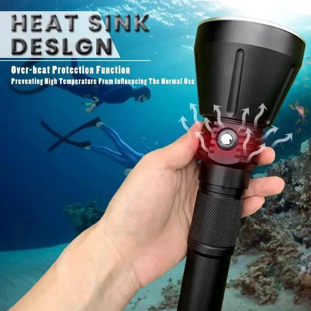 Alt view image 6 of 7 - Asafee 50M Underwater 10000LM Professional LED Diving Flashl