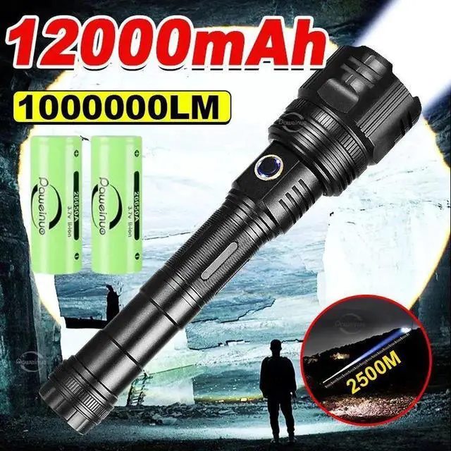 Alt view image 2 of 7 - New 12000mAh White Laser Flashlights 1000000LM Ultra Powerfu