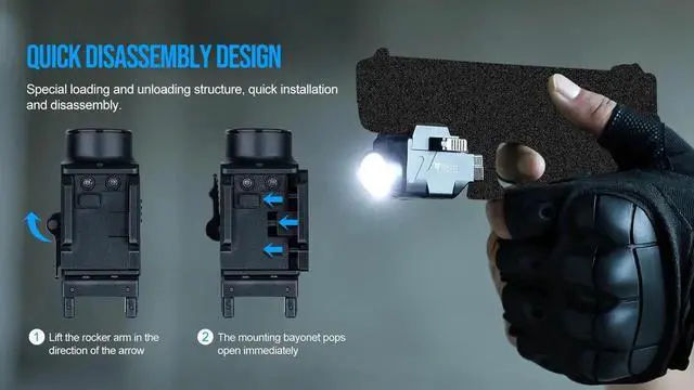 Alt view image 3 of 7 - TrustFire GM23s 800Lumen Pistol Tactical Flashlight Green La