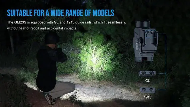 Alt view image 4 of 7 - TrustFire GM23s 800Lumen Pistol Tactical Flashlight Green La