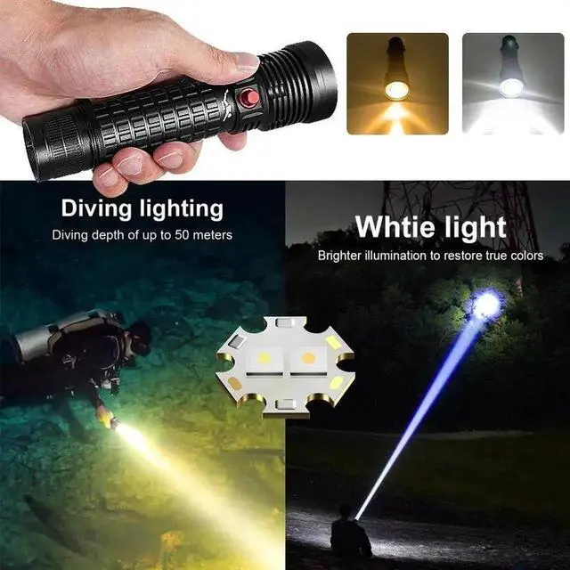 Alt view image 4 of 7 - 2*30W LED High Power Diving Torch IPX8 Professional Diving F