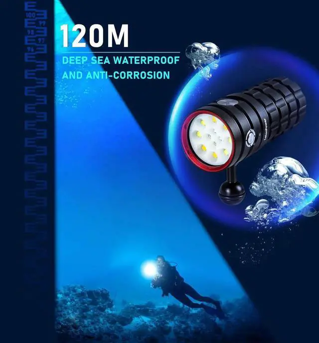 Alt view image 6 of 7 - LetonPower Diving Flashlight 25000Lumens underwater flashlig