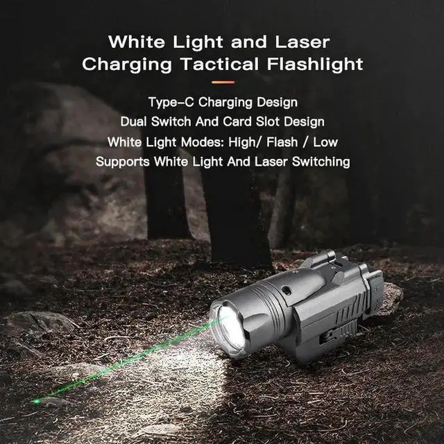 Alt view image 3 of 6 - Rechargeable LED Flashlight 1350 LM Laser Mounted C