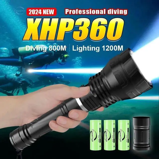 Alt view image 6 of 7 - Most Powrful XHP360 Scuba Diving Flashlight Super Bright Pro