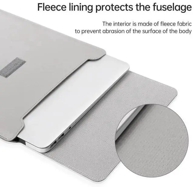 Alt view image 7 of 7 - 4 in 1 Lightweight and Portable Leather Computer Bag, Size:13/14 inches 13/14 inches (Grey)