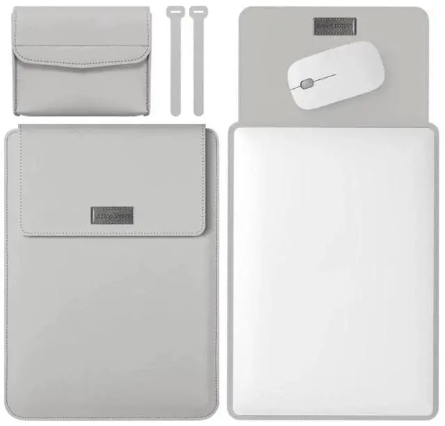 Main image of 4 in 1 Lightweight and Portable Leather Computer Bag, Size:13/14 inches 13/14 inches (Grey)
