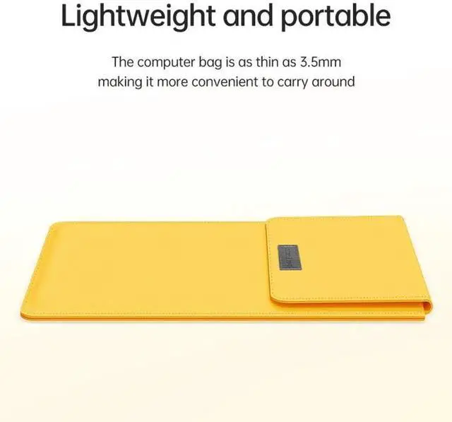 Alt view image 6 of 7 - 4 in 1 Lightweight and Portable Leather Computer Bag, Size:13/14 inches 13/14 inches (Yellow)