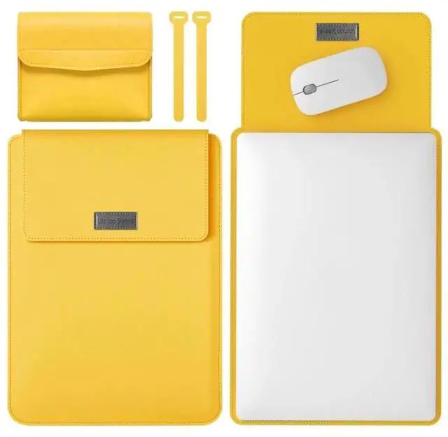 Main image of 4 in 1 Lightweight and Portable Leather Computer Bag, Size:13/14 inches 13/14 inches (Yellow)
