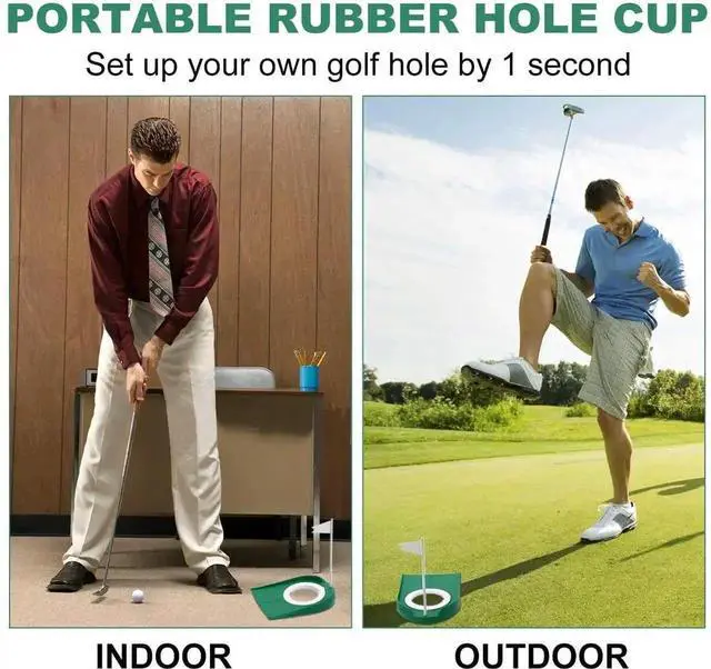 Alt view image 6 of 7 - Indoor Golf Putting Trainer With Hole Flag Putter Green Prac