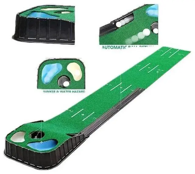 Alt view image 6 of 7 - PGM Golf Indoor Putting Mat Putter Trainer Green Carpet Prac