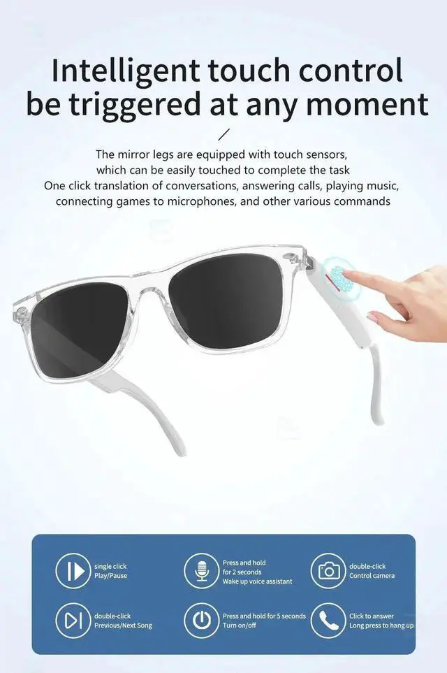 Alt view image 6 of 7 - Smart Glasses 144 AI Languages Translator Chat Intelligent B