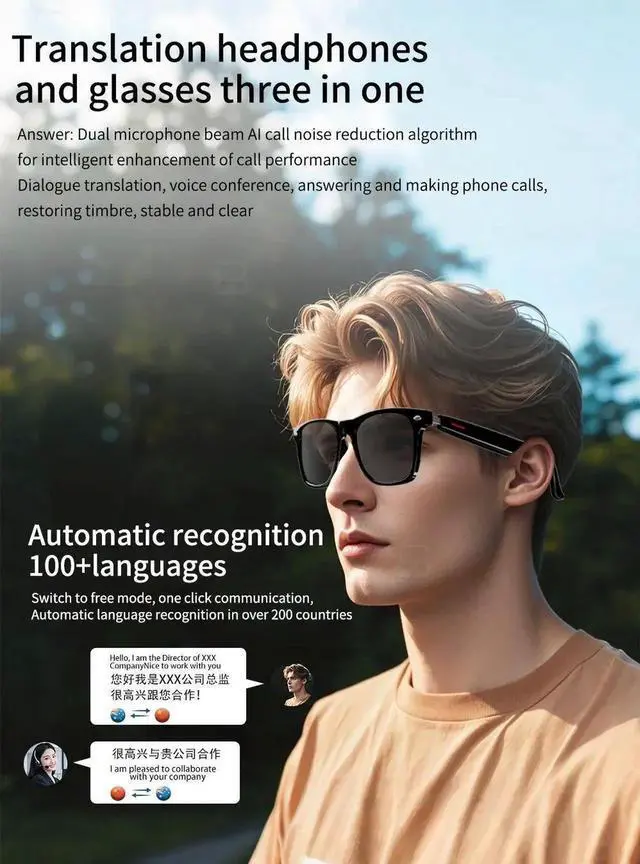 Alt view image 2 of 7 - Smart Glasses 144 AI Languages Translator Chat Intelligent B