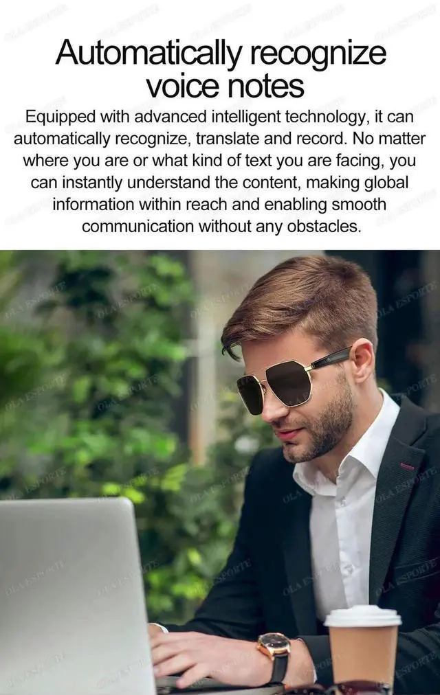 Alt view image 7 of 7 - Smart Glasses AI Translation Glasses Smartglasses
