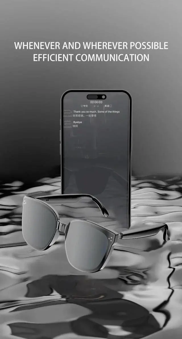 Main image of AI Intelligent Real-time Language Translator Sunglasses Blue
