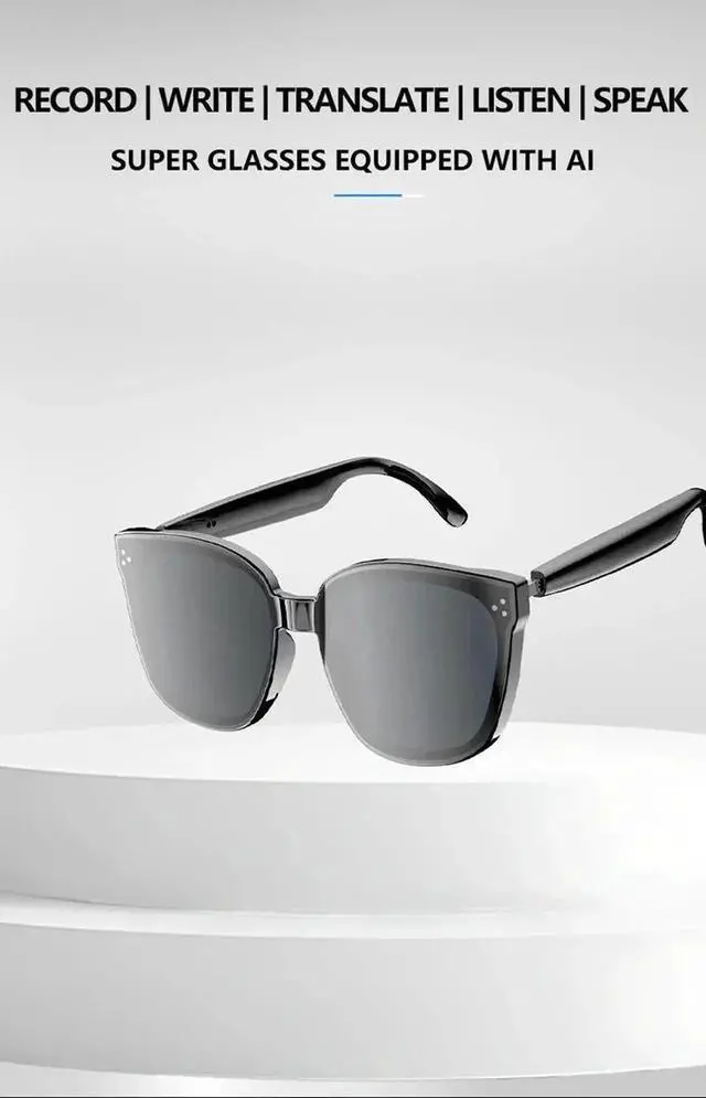 Alt view image 7 of 7 - AI Intelligent Real-time Language Translator Sunglasses Blue