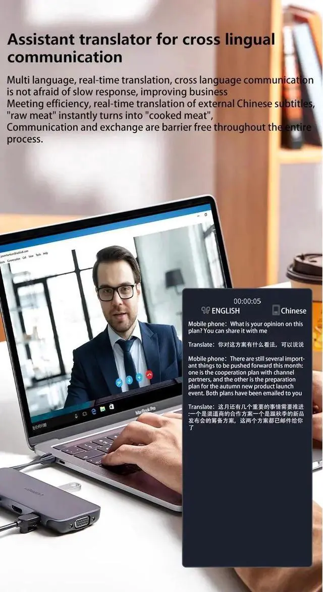 Alt view image 4 of 7 - AI Intelligent Real-time Language Translator Sunglasses Blue