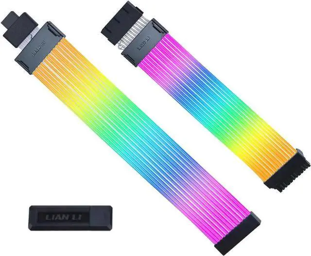 Main image of LIAN-LI STRIMER Wireless 24 Pin and LIAN-LI STRIMER Wireless 12+4pin wide (12 Light Guides) Addressable RGB GPU Power Extension Cable Combo,Included Wireless Transmitter
