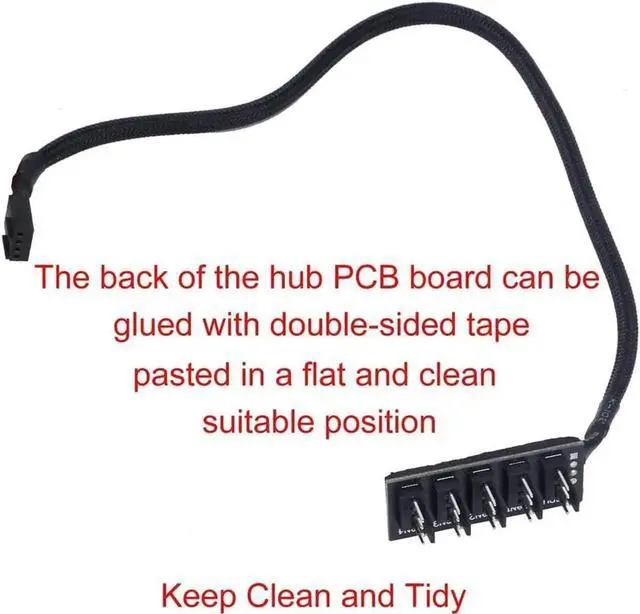 Alt view image 3 of 7 - 4-Pin PWM Fan Power Supply Cable 15 Inches 1 to 5 Way PC CPU Cooling Case Fan Splitter Hub Adapter Cable Motherboard Fan Power Extension Cable Cord Wire for 4-pin or 3-pin Cooling Fans