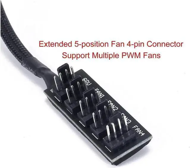 Alt view image 6 of 7 - 4-Pin PWM Fan Power Supply Cable 15 Inches 1 to 5 Way PC CPU Cooling Case Fan Splitter Hub Adapter Cable Motherboard Fan Power Extension Cable Cord Wire for 4-pin or 3-pin Cooling Fans