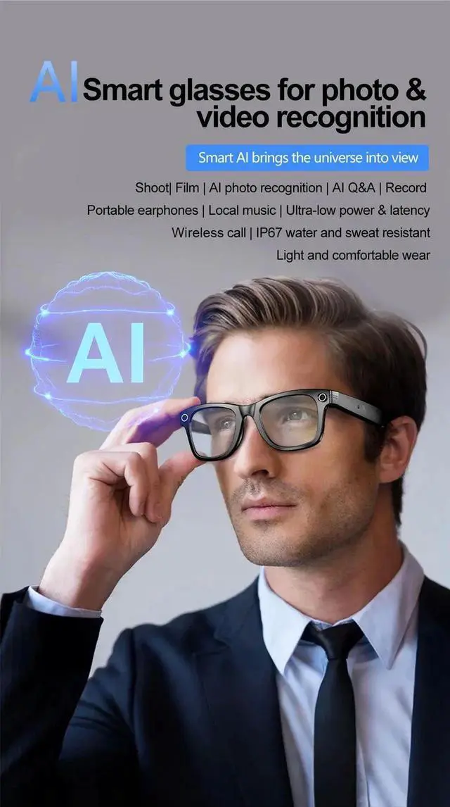 Main image of 2025 Smart Glasses with Camera Headphone 100+Languages AI Tr