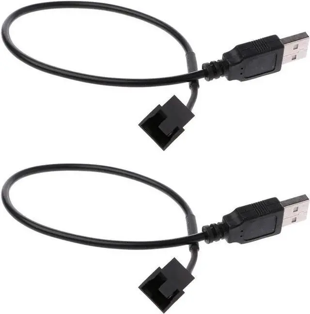 Main image of 2 Pack USB to 3-Pin / 4-Pin PWM 5V USB Sleeved Fan Power Adapter Cable, USB to 3 Pin / 4 Pin Case Fan Adapter Connector Cable (USB-3Pin/4Pin Cable)