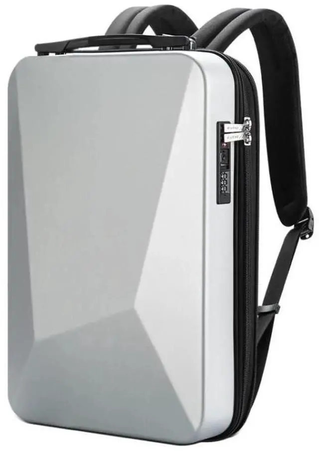 Main image of Bopai 61-93318A Hard Shell Waterproof Expandable Backpack with USB Charging Hole, Spec: Password (Silver) Password (Silver)