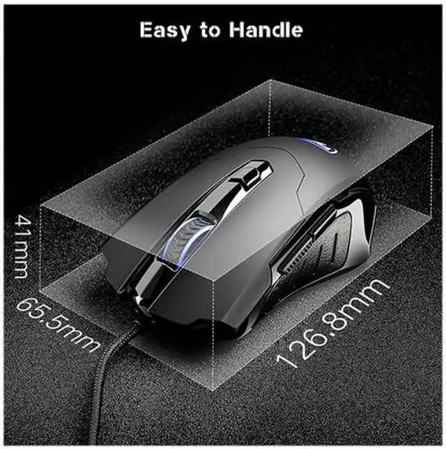 Alt view image 6 of 6 - Gaming Mouse Wired Breathing Light Ergonomic Game USB Computer Mice Multicolor Gamer Desktop Laptop PC Gaming Mouse, 6 Buttons for Windows 7/8/10/XP Vista Linux, Black