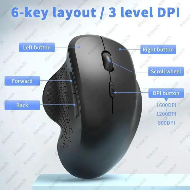 Alt view image 2 of 7 - GUIG Wireless Bluetooth Mouse Dual Mode 2.4G+BT 3 Device Con