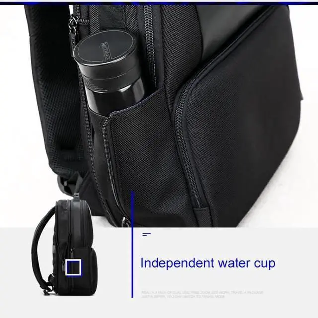 Alt view image 6 of 7 - Bopai 61-02511 Business Travel Breathable Waterproof Anti-theft Man Backpack, Size: 30x15x44cm(Black)