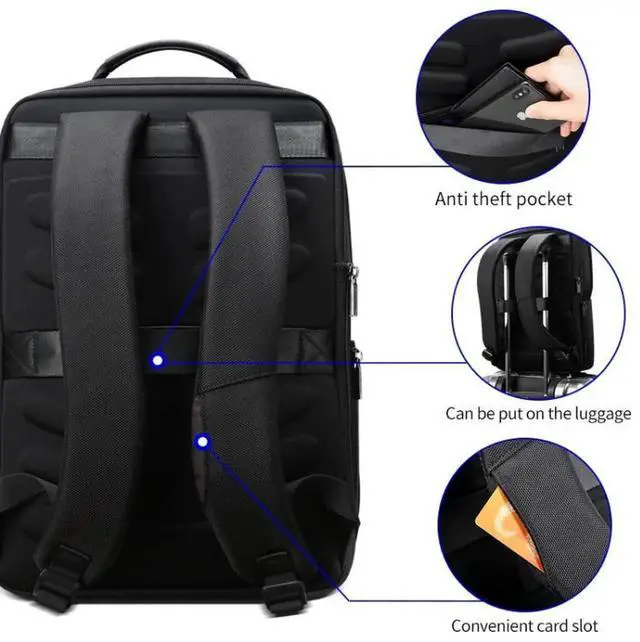 Alt view image 7 of 7 - Bopai 61-02511 Business Travel Breathable Waterproof Anti-theft Man Backpack, Size: 30x15x44cm(Black)