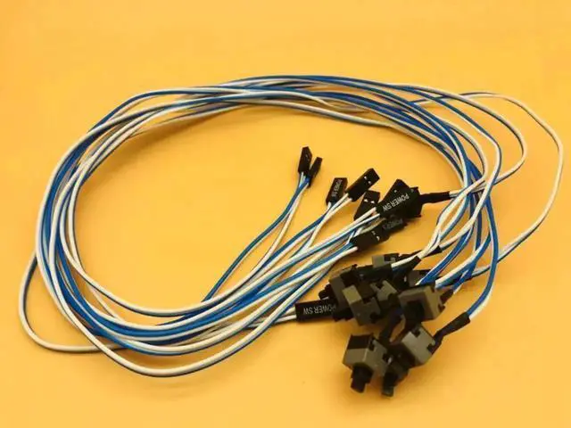 Alt view image 5 of 5 - 10Pcs 50cm 2Pin SW PC Power Cable on/off Push Button ATX Computer Switch Wire Power SW Switch Cable Re-start Cord for BTC Mining