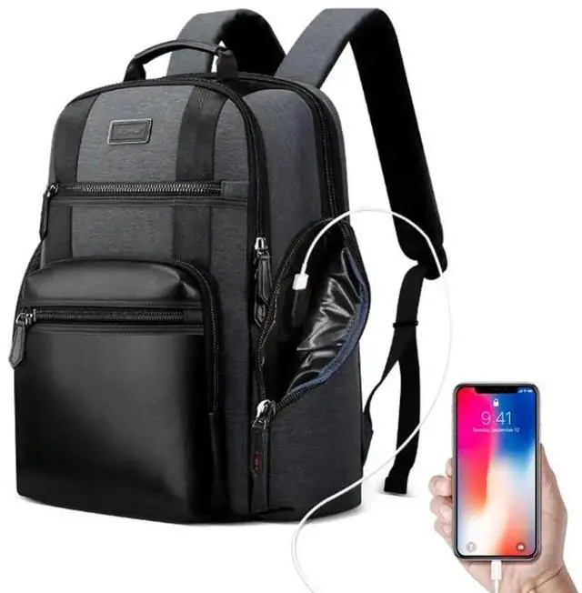 Main image of Bopai 851-014318 Fashion Outdoor Breathable Waterproof Anti-theft Three-layer Large Capacity Double Shoulder Bag,with USB Charging Port, Size: 31x17x44cm(Grey)