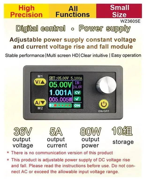 Alt view image 3 of 6 - WZ3605E DC DC Boost Converter CC CV 36V 5A Module Adjustable Regulated Laboratory Power Supply Voltmeter Ammeter,1 x DC Buck Converter,As Shown