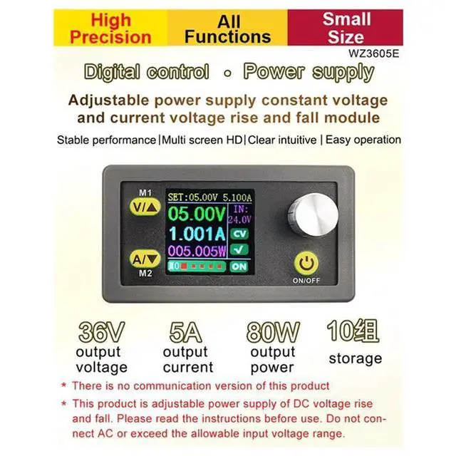 Alt view image 3 of 6 - WZ3605E DC DC Boost Converter CC CV 36V 5A Module Adjustable Regulated Laboratory Power Supply Voltmeter Ammeter,1 x DC Buck Converter,As Shown