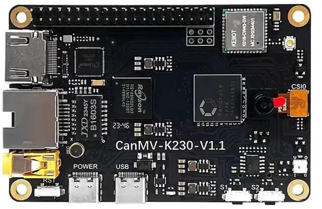 Alt view image 3 of 7 - CanMV-K230 Embedded Dual-Core RISC-V CPU AI Development Board Build-in DPU HD Video Input LCD Display Support Linux,1 set * CanMV K230 development board,Black