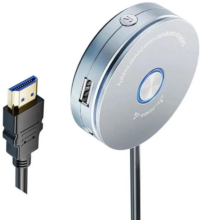 Alt view image 2 of 5 - COOLHOOD External PC Power Button Desktop Computer Case Reset Switches Button with USB 2.0 Port for Office Internet Cafes