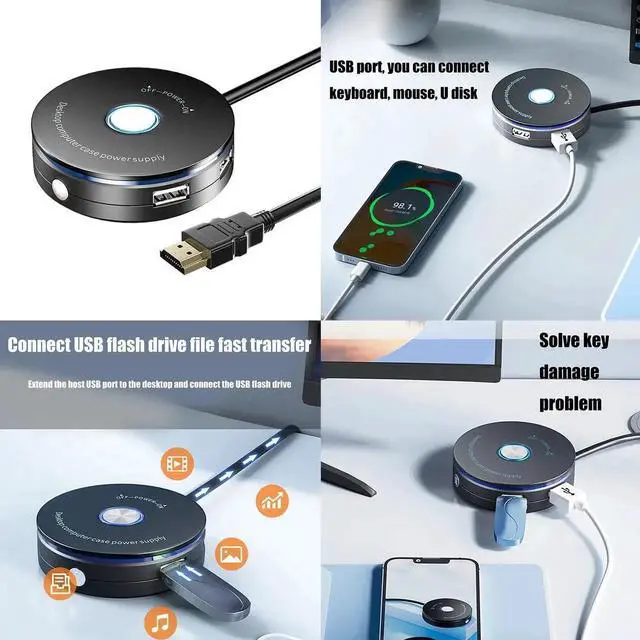 Alt view image 3 of 5 - COOLHOOD External PC Power Button Desktop Computer Case Reset Switches Button with USB 2.0 Port for Office Internet Cafes