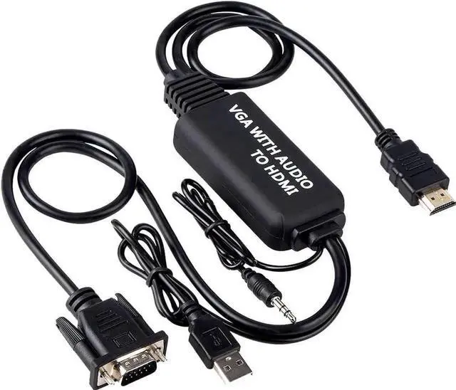 Main image of VGA to HDMI Cable 4ft , VGA to HDMI Adapter Cable with Audio for Connecting Old PC, Laptop with a VGA Output to New Monitor, Display, HDTV with HDMI Input (Male to Male)