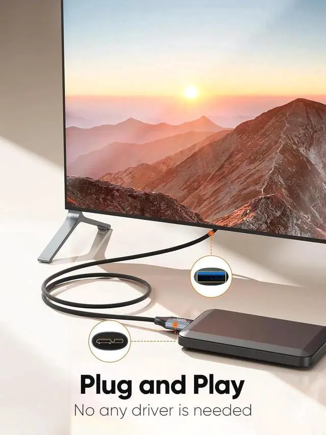 Alt view image 7 of 7 - CableCreation USB C Hard Drive Cable 1FT, 5Gbps USB A/C to Micro B, Compatible With iPhone 15 Plus/15 Pro Max, WD, External Hard Drive, and Camera, Grey