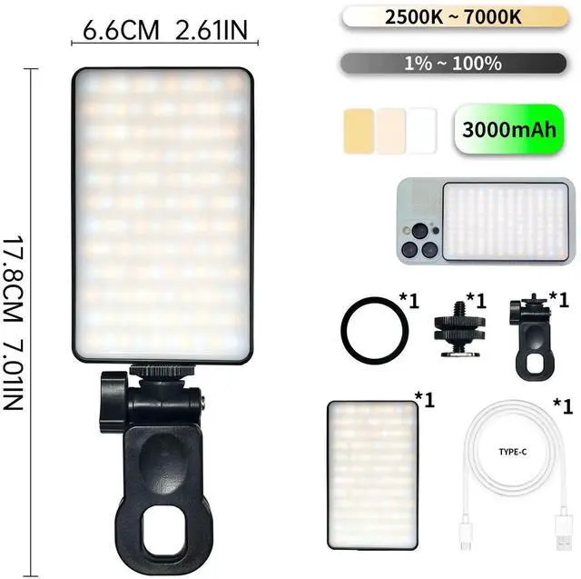 Main image of LED Selfie Light Phone Fill Light 120 LED 3000mAh Rechargeab