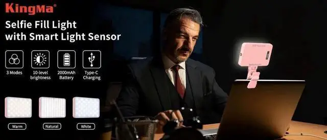 Main image of KingMa LED Selfie Light 80 Power Rechargeable Clip Fill Vide