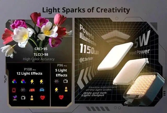 Alt view image 3 of 7 - SmallRig Vibe P96 Pro mini LED Video Light Pink Black Color