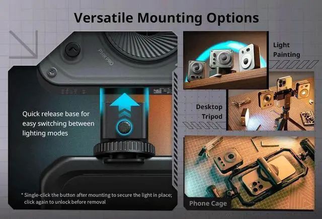 Alt view image 4 of 7 - SmallRig Vibe P96 Pro mini LED Video Light Pink Black Color