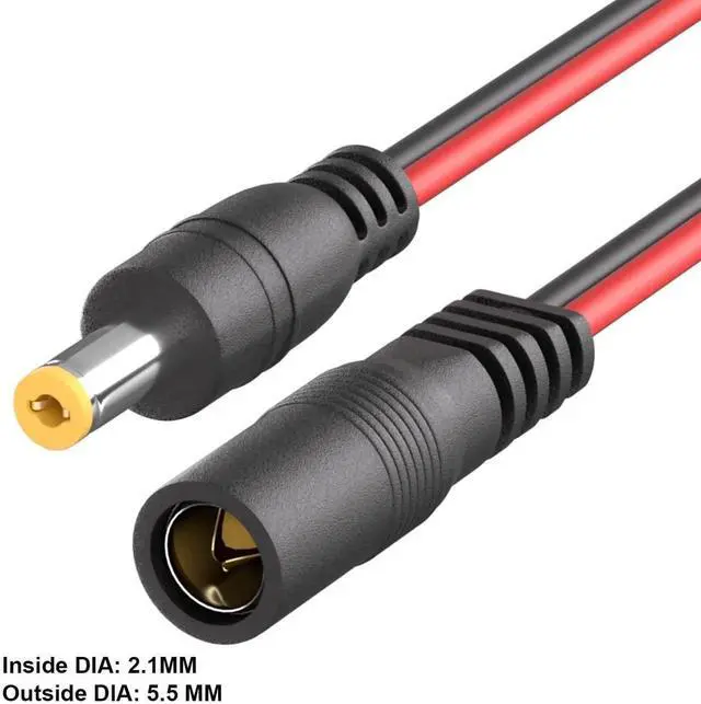 Alt view image 2 of 6 - DC Barrel Connectors Power Cable, 12V 5A 5521 Jack Pigtail Barrel Plug Connector Cable 5.5mm x 2.1mm for Security Cameras LED Light Strips Routers Power Adapters (10 Pairs Male and Female,12 inch)