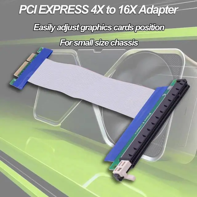 Alt view image 4 of 7 - PCI-E 4X to 16x Riser Cable Adapter PCI Express 4X to 16x Riser Card Converter Extension Cable for Graphics SSD RAID Cards etc-19cm