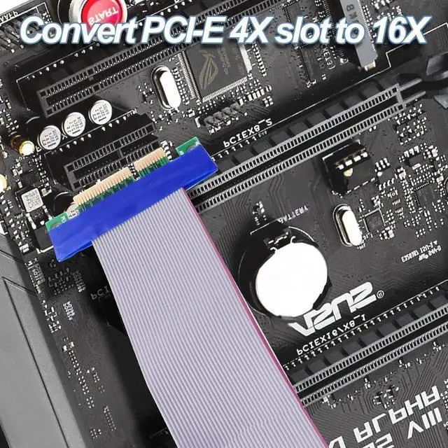 Alt view image 2 of 7 - PCI-E 4X to 16x Riser Cable Adapter PCI Express 4X to 16x Riser Card Converter Extension Cable for Graphics SSD RAID Cards etc-19cm