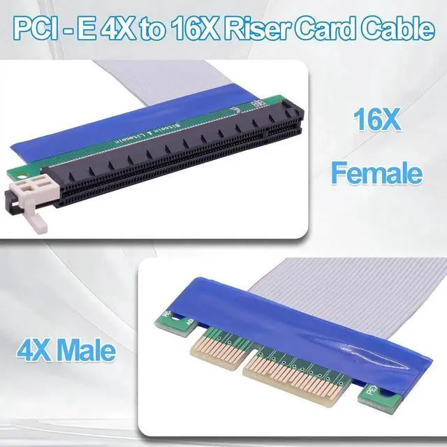 Alt view image 7 of 7 - PCI-E 4X to 16x Riser Cable Adapter PCI Express 4X to 16x Riser Card Converter Extension Cable for Graphics SSD RAID Cards etc-19cm