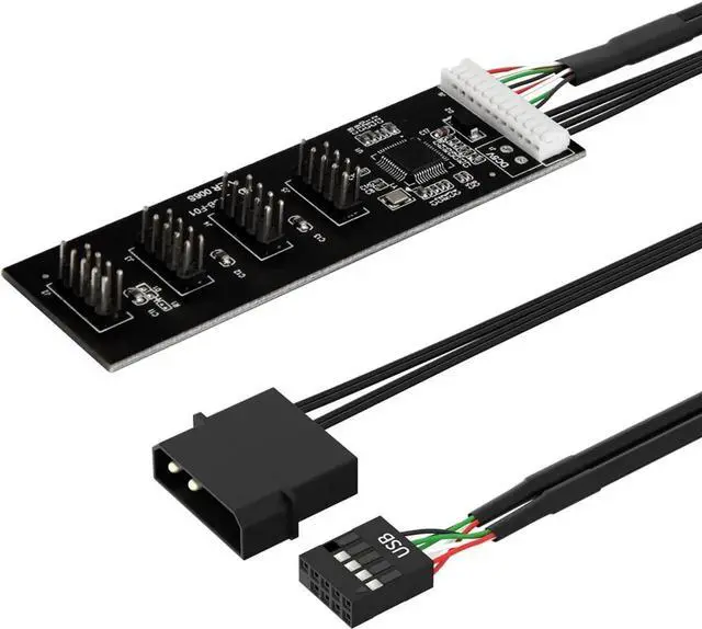 Main image of 9 Pin USB 2.0 to 4X 9 Pin Extension Splitter, USB 2.0 Header Splitter, Internal USB Hub USB 2.0 Splitter