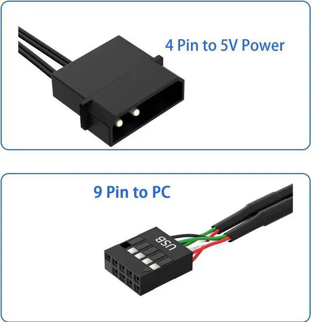 Alt view image 2 of 5 - 9 Pin USB 2.0 to 4X 9 Pin Extension Splitter, USB 2.0 Header Splitter, Internal USB Hub USB 2.0 Splitter