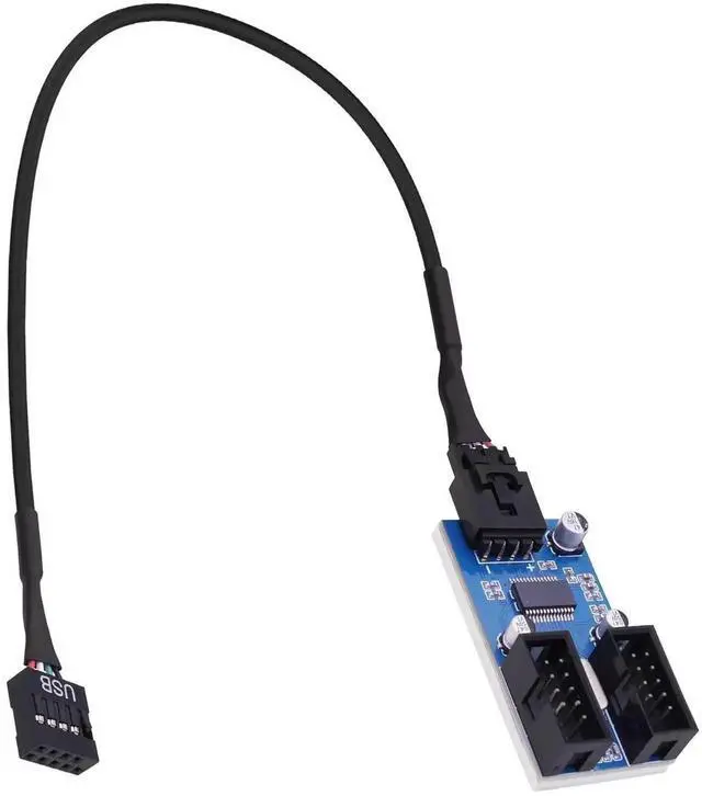 Alt view image 5 of 7 - USB 2.0 Hub Header Splitter 9 Pin Motherboard Header 1 Male to Dual 2 Internal USB 2.0 Female Hub Adapter Splitter Extension Cable for CPU WiFi Card -30CM/0.98FT